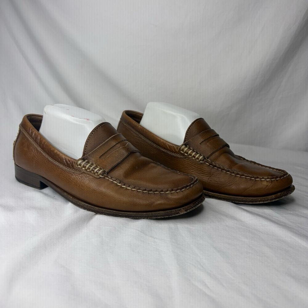 Johnnie-O Mens Brown Leather Penny Loafers Size 9 M Classic Preppy